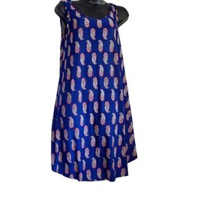 Isla Bonita Blue Paisley Sleeveless Shift Dress One Size NWT  Neck Flowy onesize